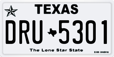 TX license plate DRU5301