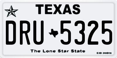 TX license plate DRU5325