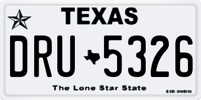TX license plate DRU5326