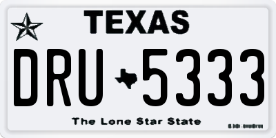TX license plate DRU5333