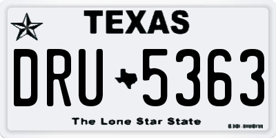 TX license plate DRU5363