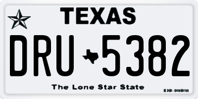 TX license plate DRU5382