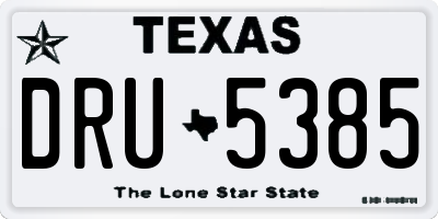 TX license plate DRU5385