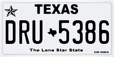 TX license plate DRU5386
