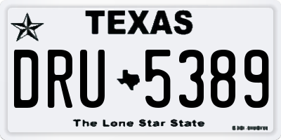 TX license plate DRU5389