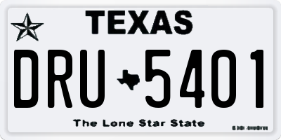 TX license plate DRU5401