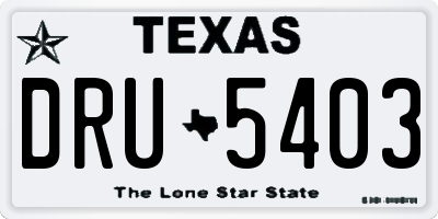 TX license plate DRU5403