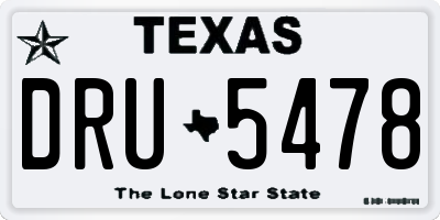 TX license plate DRU5478