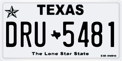 TX license plate DRU5481