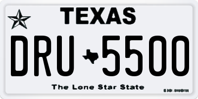 TX license plate DRU5500