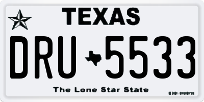 TX license plate DRU5533