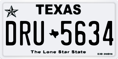 TX license plate DRU5634