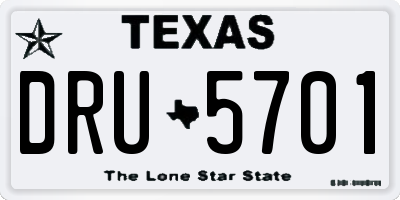 TX license plate DRU5701
