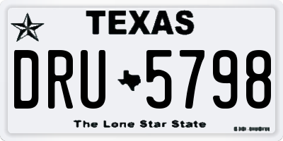 TX license plate DRU5798