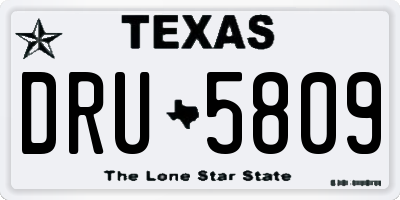 TX license plate DRU5809