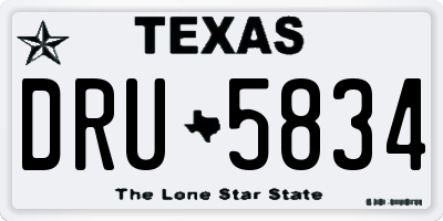 TX license plate DRU5834