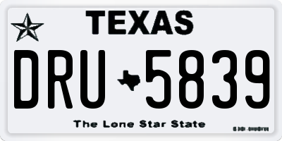 TX license plate DRU5839