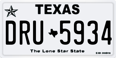 TX license plate DRU5934