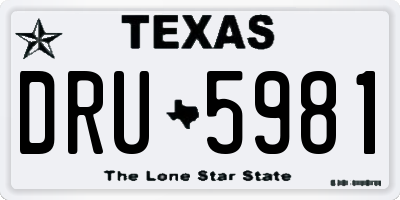 TX license plate DRU5981