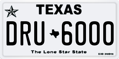 TX license plate DRU6000