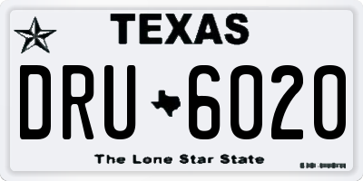 TX license plate DRU6020