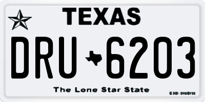 TX license plate DRU6203
