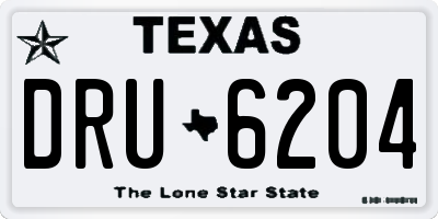 TX license plate DRU6204