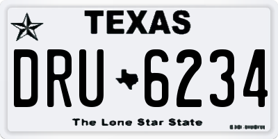 TX license plate DRU6234