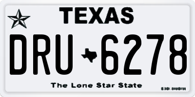TX license plate DRU6278