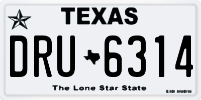 TX license plate DRU6314
