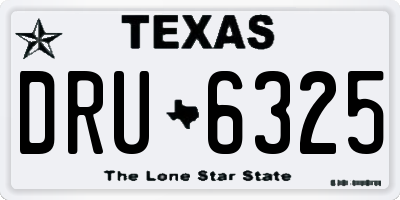 TX license plate DRU6325