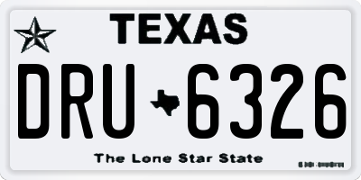 TX license plate DRU6326