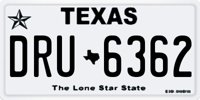 TX license plate DRU6362