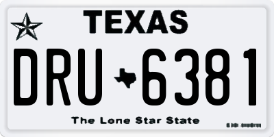 TX license plate DRU6381