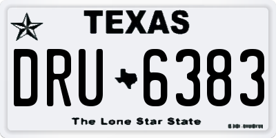 TX license plate DRU6383