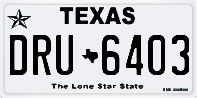 TX license plate DRU6403
