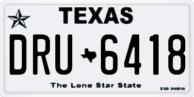 TX license plate DRU6418