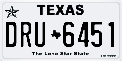 TX license plate DRU6451