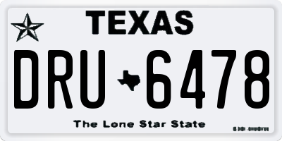 TX license plate DRU6478