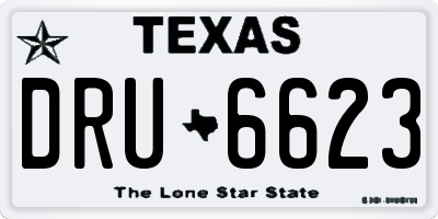 TX license plate DRU6623
