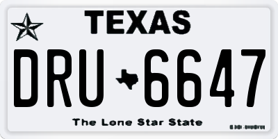 TX license plate DRU6647