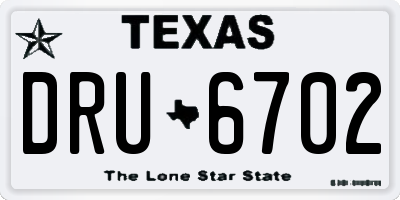 TX license plate DRU6702