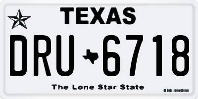 TX license plate DRU6718
