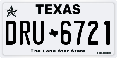 TX license plate DRU6721