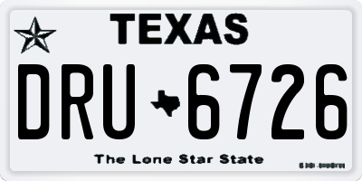 TX license plate DRU6726