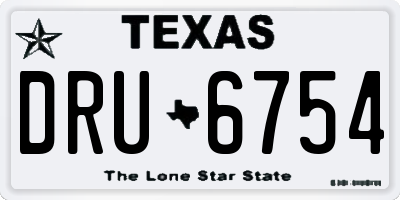 TX license plate DRU6754
