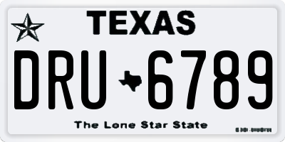 TX license plate DRU6789