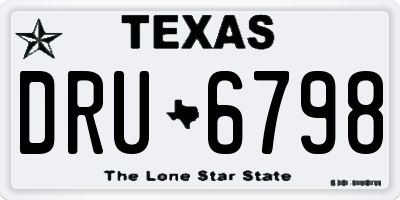 TX license plate DRU6798