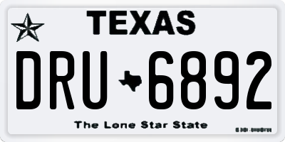 TX license plate DRU6892