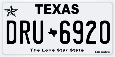 TX license plate DRU6920